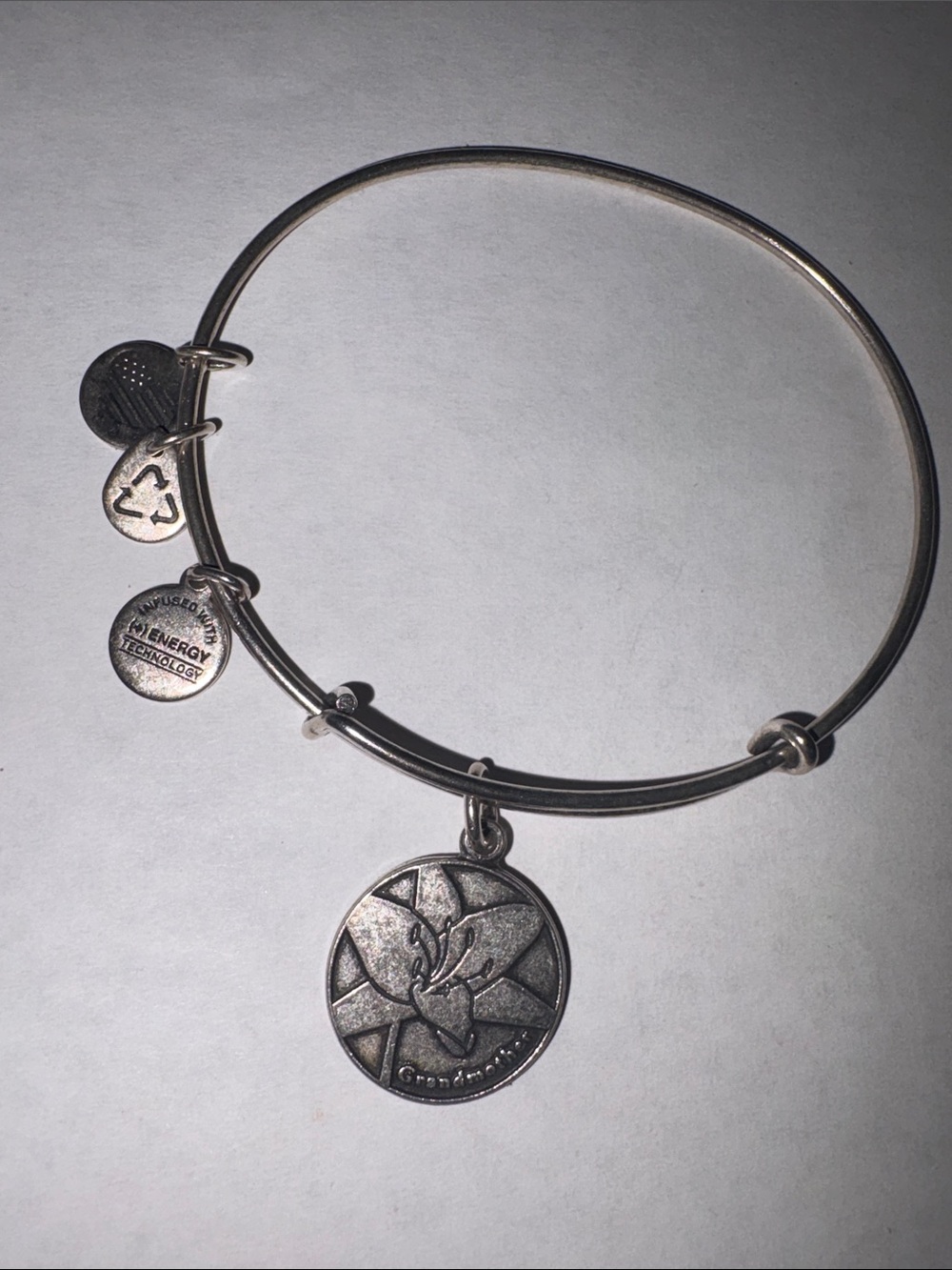Alex and Ani Silver Tone "Grandmother" Charm Bangle Bracelet